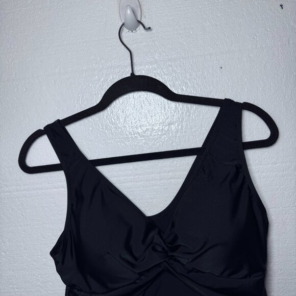 Torrid Womens Plus Sz 1 1X Black Asymmetrical One Piece Swim Dress Bathing Suit - Picture 4 of 12